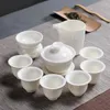 Tee -Sets Dehua weiße Porzellan Tee -Geschenkbox Set Keramik