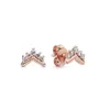 Bijoux de créateurs pandoras oreilles S925 Silver Rose Gold Chrysanthem Series Moucles d'oreilles Eternal Love Style à la mode et élégants boucles d'oreilles et boucles d'oreilles