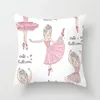 Pillow Ballet Dancing Girl Cover 45X45 Cartoon Dance Print Pillowcase Velvet Bedroom Living Room Decoration J1793