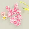 Jednoczęściowe maluchowe dziewczynki stroje kąpielowe bikini gniazdo kwiat kasztanowy kruche rękaw muchowy z briefami kąpielowymi kostium kąpielowy na letnią odzież plażową