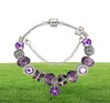 Mysterious Purple Charp Clover Bracciale a sospensione adatto per P Silver Placed Luxury Designer Original Box Set Bra2641525 Fai da te Bra2641525