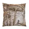 Pillow Polyester Linen Cover 45x45 Easter Gift Case Velvet Throw Covers Animal Painting E1197