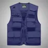 Multi Pocket Mens Vest Outdoor Tactical Hunting Sports Vest Heren Solid Color Ademend V-Neck Plus Size 7xl Colete Masculino 240408