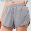 Shorts femminile Shorts EMON LU-0160 Womens Yoga Outfit Shorts High Wates Bitness Girling Girls che corre in tasca con zip stretch pantaloni foderati Drstring size S-XXL C240413