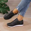 Casual Shoes Autumn Women's Flash Mesh Flat Sequin Vulcanized Lace Up Sports Outdoor Running