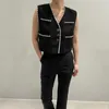 Vêtes pour femmes Femmes Summer Style Fragant V-Neck Contrast Edge Multi Pocket Design Voot Casual Vest Coat