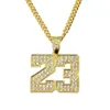 Hip Hop Number 23 Diamants Pendants Colliers pour hommes Golden Silver Alloy Rimestone Luxury Collier Cuban Link chaîne Fashion Jewel4019011