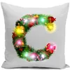 Pillow LED Lighting Decorative Covers Christmas Pine Trees Floral A-Z Alphabet Print White Pillows Case Sofa Couch Decor Home