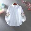 Etnische kleding vintage borduurhemd voor vrouwen ontspannen verse kraag veelzijdige tops traditionele Chinese zomer 2024