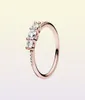 Rose Gold Three Stone Ring Women Girls Reghip Designer Gioielli per il Real 925 Sterling Silver Lover Rings con originale2301929