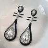 Boucles d'oreilles en peluche 1pair Classic vintage chinois Style de style oreille d'oreille incruste en forme de noire noire de forme pipa drop exquise bijoux romantique