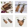 Keychains & Lanyards Personalized Leather Keychain Pendant Beech Wood Carving Lage Decoration Key Ring Diy Fathers Day Gift Drop Deli Dh2Qh