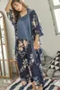 Heimkleidung Japanische Muster Freizeit Zeit prägnant weicher Chiffon Blumendruck Dreiköpfiger Pyjama Ma'am Möbelanzug Sommer
