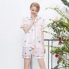 Vêtements à la maison Rabaisser le col Collier pour femmes shorts de pyjamas Set Silk Femmes Lingeries mignonnes Sleeping 2 Piece