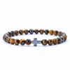 Bracelets de charme bracelet masculin masculin croix 6 mm les yeux naturels de pierre cadeau pour lui accessoires de camping bilileklik erkek pulseira