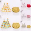 Giyim Setleri Yaz Bebek Kız Giysileri Set Tatlı Çiçek Yular Elbise Katı Kısa Bebek Pamuk Yumuşak Nefes Alabaş Takım Kıyafetler 3-18m