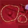 Anhänger Halsketten 24k Gelbgold gefüllt Herren Nickel Set von Figaro -Ketten -Halsketten Armband Drop Lieferung Schmuck Anhänger DHMXD