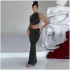 Arbeitskleider deoao y Modesty Mode ärmellose Weste Rock Damen 2-teiliger Sommer Navel Elegant Rückenfreie, anspruchsvolle Outfits Dro dhmzx