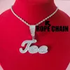 Custom Brush Cursive Iced Out Letter Name Pendant Word Necklace With Rhinestone Baguettes Chain Drop Shiping 240402