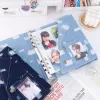 Binders 4 Pocket Sleeves Photo Card Denim Binder 6 Ring A5 Cloth Cover Kpop Star Idol Photo Album Postcard Collect Book 200 Photos