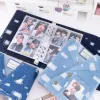 Binders 4 Pocket Sleeves Photo Card Denim Binder 6 Ring A5 Cloth Cover Kpop Star Idol Photo Album Postcard Collect Book 200 Photos