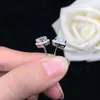 Brincos de garanhão 18k 750 ouro branco 0,5ct Cada engajamento do coração Jóias românticas de diamante em forma de coração 035