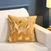 Kudde lyxig mjuk sammet täcker dekorativt fall parti modern guld pu geometrisk broderi soffa stol koussin