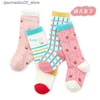 Kids Socks 4 pairs of packaging spring and summer cartoon boy and girl baby socks baby long tube bright color medium tube socks Q240413