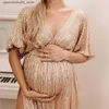 Maternity Dresses Pregnant woman photography props elegant retro sequin dress V-neck wedding photography props wedding photography props Q240413