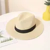 Wide Brim Hats Bucket Hats Classic Unisex Straw Hat Solid Color British Style Panama Hats BreathableSun Hats Outdoor Travel Beach Hat For Women MenL240413