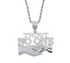 Chains Whole Design Gold Silver Plated Letter TRUST NO ONE Charm Pendant With Long Rope Chain Necklace For Men Hip Hop Jewelry5057370