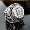 Rongyu's Exotic Style Handcrafted Scripture Ring with Literary Style and Diamond Embedding Exaggerated Ring 2024