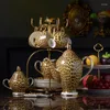 Teaware Sets Leopard Print Bone China Coffee Set Luxury Porcelain Tea Advanced Pot Cup Ceramic Mug Sugar Bowl Creamer Teapot Drinkware