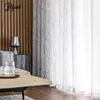 カーテンリネンルックチュールボイルカーテンリビングルームの豪華なパターンシアーバルコニーベンタナコルチナスドアディバイダーの装飾