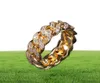 Hip Hop punk pierścień kubański łańcuch łącza 8 mm cyrkonplated prawdziwy złoty trend Men039S Rock5277302
