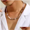 Chokers Choker Purui Hip Hop Imitation Pearl Wooden Beads Necklace For Men Uni Mix Strand Beaded Jewelry Collar Street Neck Chain Drop Dhbe2