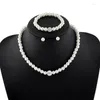 Necklace Earrings Set Creative ABS Imitation Pearl Bracelet And Earring 3-piece Bridal Jewelry Accessory