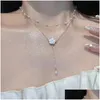 Pendant Necklaces New Fashion Unique Design Elegant Exquisite Double Tassel Pearl Camellia 14K Yellow Gold Necklace Women Jewelry Part Dhsnc