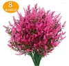 Fleurs décoratives 8 paquets de lavande artificielle bouquets floraux en plastique floral faux pour les fournitures de décoration de fête de mariage en plein air intérieure