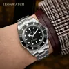 腕時計IronWatch Men's Watch Sub 14060自動機械式時計40mmブラックウォーターゴーストビンテージダイバーサファイアクリスタル8004-3