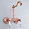 Kitchen Faucets Antique Red Copper Swivel Spout Sink Faucet Wall Mounted Bathroom Basin Cold Water Taps Dsf895