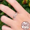 Cluster Rings CWWZircons Real 925 Sterling Silver Infinity Symbol CZ Ring Anillos For Women Love Promise Wedding Fine Party Jewelry Gift