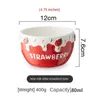 Tazze tazze kawaii tazza di tazze in ceramica a fragola con coperchi e cucchiai la colazione di latte di latte di casa pomeridiano tè pomeridiano