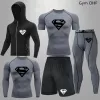 SET SET Superero RashGuard Men Sportswear Compression Sports Sust Sect Running SET SET JOGGERS ALL'ALCERAZIONE DELLA GAMMA FITNESE