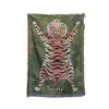 Couvertures dessin animé feuille de tigre à couverture nordique maison décorer le canapé serviette serviette en tassel tassel tapisse de camping