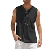 Mens linnen tanktops zomer mouwloze t -shirt vaste kleur los katoenen shirt casual eurocode vest 240412