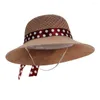 Berets Straw Hat Beach Zon Vizier Cap Adembevolking Bescherming Visser opvouwbare Bowknot Panama Lente zomer