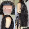 Spetsspår 180Ddensitet Curly Simation Human Hair Brazilian Water Wave Front For Black Women Pre Plucked Color Deep Syntetic Frontal Dr DHL8H