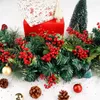 Decorative Flowers 1/10Pcs Artificial Holly Berries Branch Christmas Ornaments Red Berry For DIY Xmas Tree Wreath Table Decoration Year