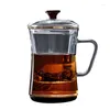 Teaware sätter kreativa tre tekoppar med värmebeständigt glas och träbotten hemmakontor täcker kopp vatten vatten